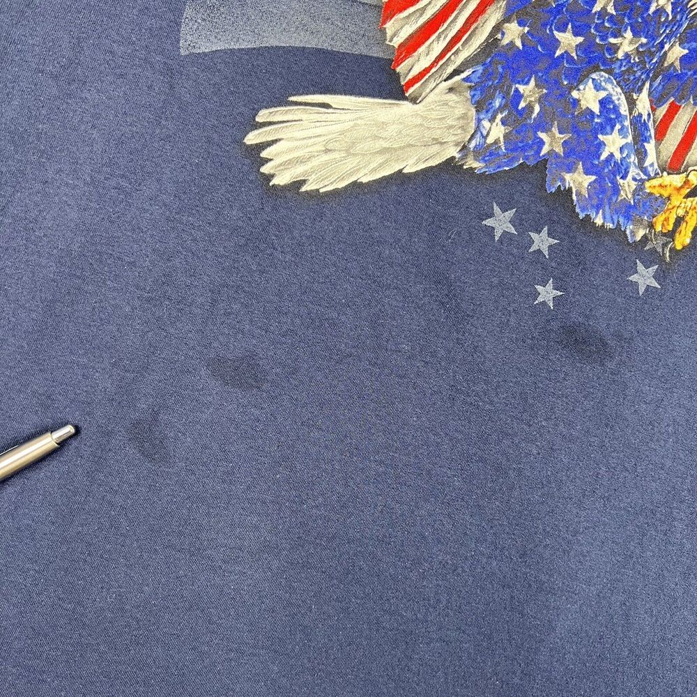 Vintage America Shirt Mens Large Navy‎ Blue Short Sleeve Eagles Flag Tee 90s - Picture 3 of 11